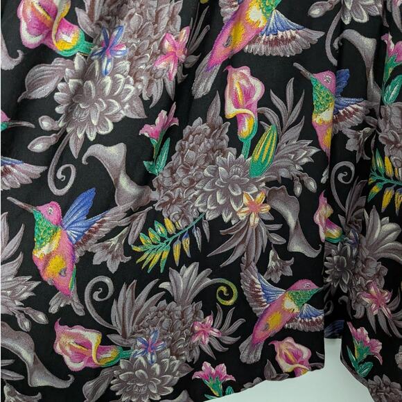 Made in Nepal Colorful Harem Pants Smocked Waist Hummingbird Lily Boho Floral - Picture 2 of 4